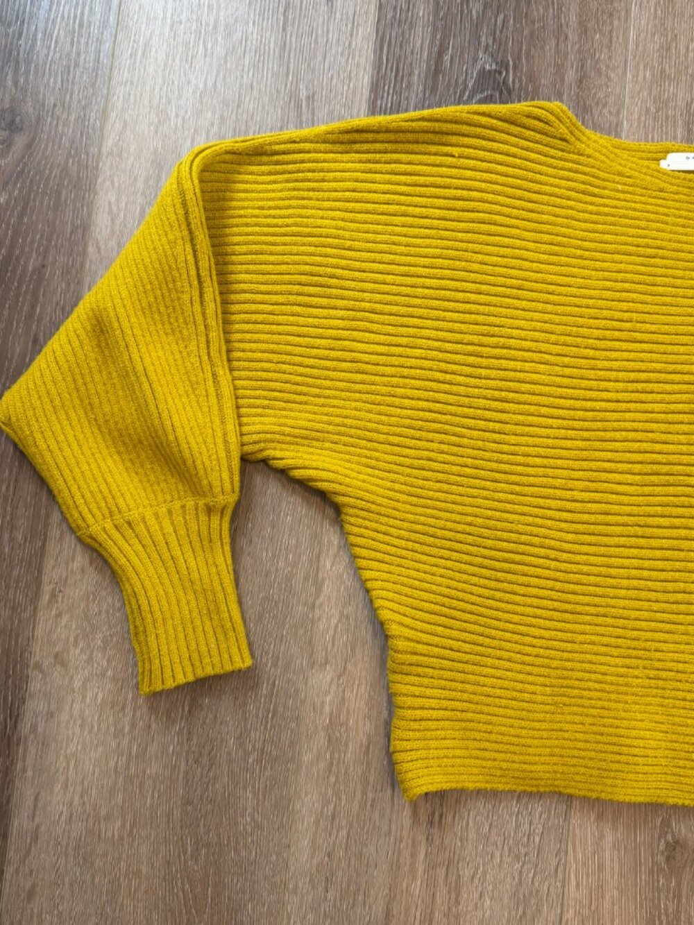 Anthropologie Ribbed Pullover Dolman Sleeve Jumper Golden Yellow Size Small - Picture 7 of 8
